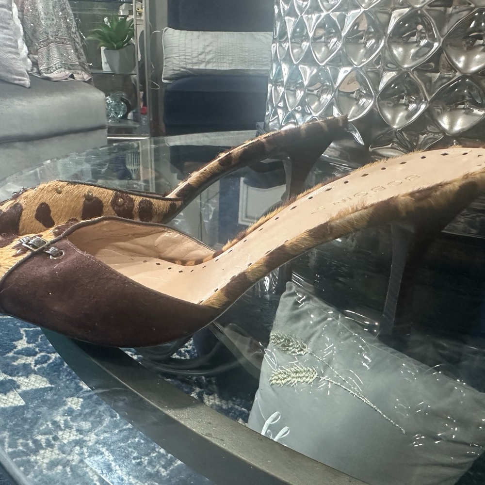 BCBGirls Brown Leopard Print Mule Heels - Picture 8 of 12